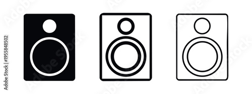 Audio Speaker Icon Set - Music, Sound System, and Multimedia Symbol