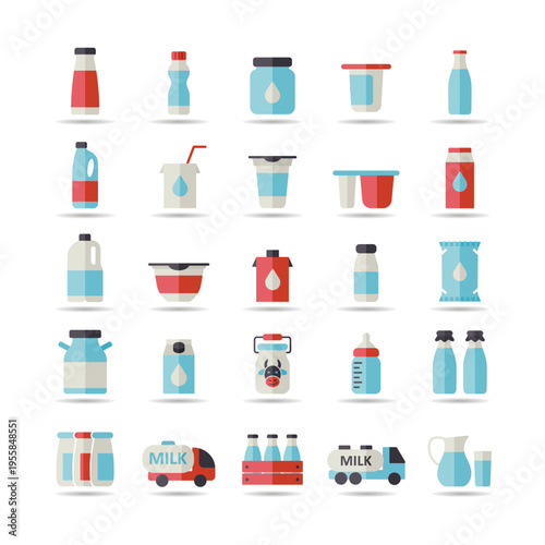 Milk cans and bottles vector icon