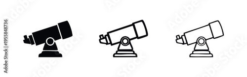 Alt-Azimuth Mount Telescope Icons for Celestial Observation