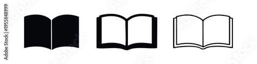 Open Book Icon Set Representing Reading, Education, and Knowledge