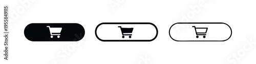 Hand Drawn Shopping Cart Button Icon Set. Black and White Doodle Style for E-commerce, Add to Cart, and Online Shop.