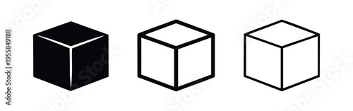 Hand Drawn Closed Box Icon Set. Black and White Doodle Style Delivery and Product Package Symbols.