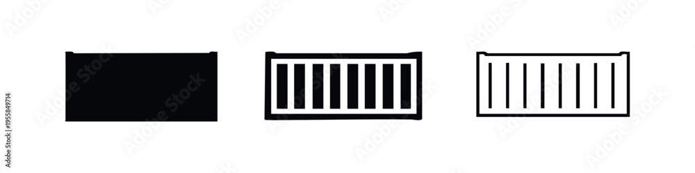 Obraz premium Shipping container or crate icons set. Cargo transport box symbol for logistics and delivery.