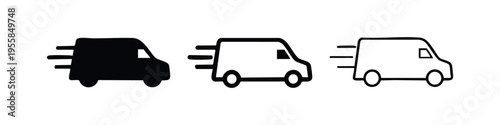 Fast Delivery Van with Speed Lines Icon Set