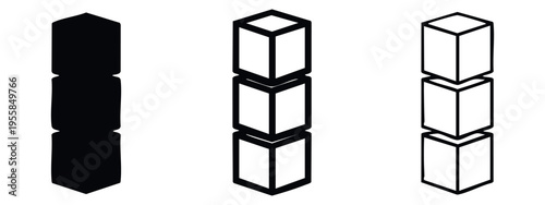 Stack of Isometric 3D Boxes Storage Icon Set