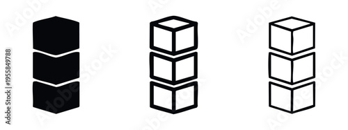 Stacked Isometric 3D Boxes with Gaps Icon Set