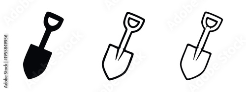 D-handle garden spade icon set