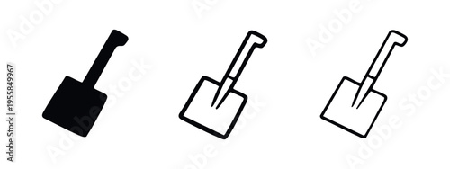 Square point shovel icon set