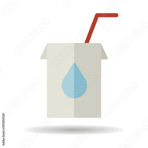 Milk box with straw vector icon