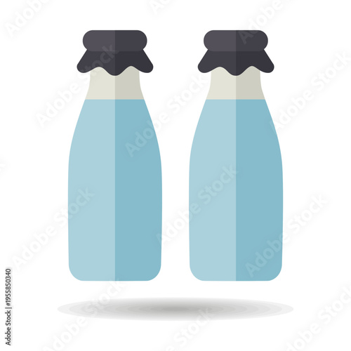 Two milk bottle vector icon
