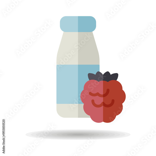 Yoghurt bottle with flavor raspberry vector icon