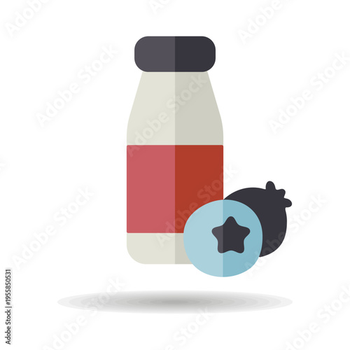 Yoghurt bottle with flavor blueberry vector icon