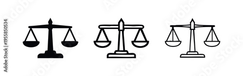 Scales of justice law and balance icon set