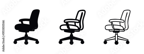 Ergonomic office chair side view icon set