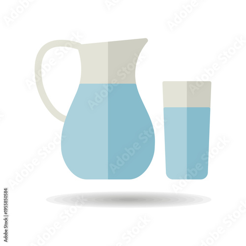 Milk jug and glass of milk vector icon