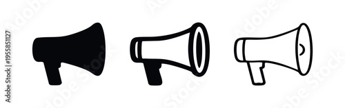 Megaphone icon set for announcement and communication, sketchy style