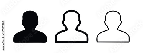 User profile icon set, depicting person avatar symbols for account, identity, and social media