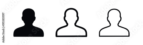 Person silhouette icon set, showing user avatars for profile management and digital identity