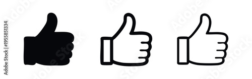 Thumbs Up Icon Set - Like Hand Gesture Symbols for Social Media and Web Applications