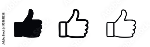 Like and Dislike Thumbs Up Icon Set - Approval and Feedback Symbols for Web Interface