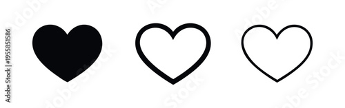 Heart love icon set. Romantic symbol for social media like, favorite button, health, and passion vector graphic.
