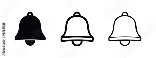Notification bell icon set - Alert and reminder symbol for app and web UI