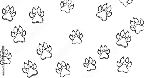 A pattern of dog paw prints.
