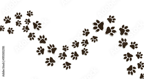 Brown animal paw prints on white background.