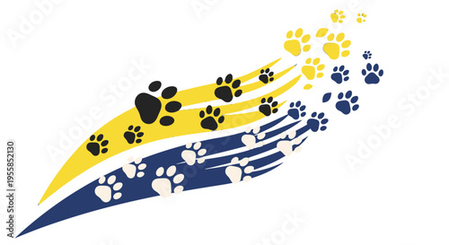 Animal tracks and hearts graphic design.