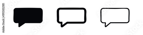 Speech bubble chat icon set in three different styles, ideal for communication, messages, and dialogue interfaces.