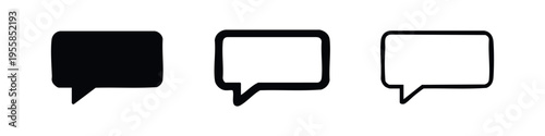 Speech bubble chat icon set in three different styles, ideal for communication, messages, and dialogue interfaces.