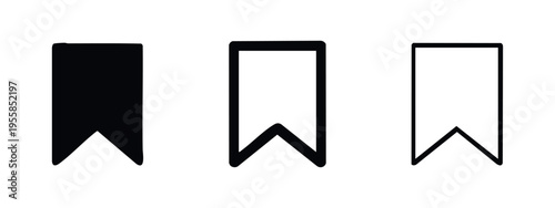 Bookmark and save icon set in different styles. Web UI graphic elements for favorite and mark functions.
