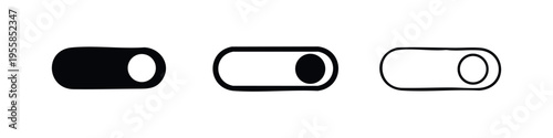 On toggle switch interface icons set. User interface element for active state in modern apps and websites.