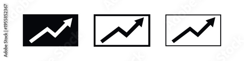 Growth chart and rising arrow icons set. Business success and financial progress symbol for data analytics and reports.