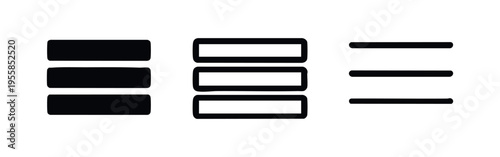 Hamburger Menu Icon Set for Web and Mobile Navigation
