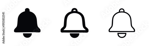 Bell Notification Alert Icons in Flat and Outline Styles