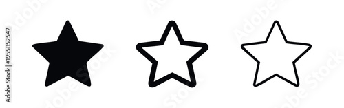 Star icon set, vector illustration of rating or favorite symbols in black and white