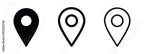 Map location pin icon set. GPS marker and navigation symbol for user interface and mobile apps.