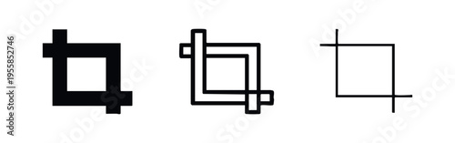 Crop tool icon set. Image editing and photo manipulation symbol for software interfaces.