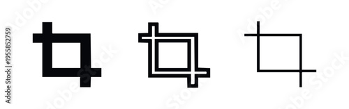 Crop Tool Icon Set - Essential Image Editing and Photo Adjustment Symbols