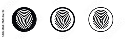 Fingerprint Biometric Scan Icon Set - Digital Identity Recognition and Security Symbol