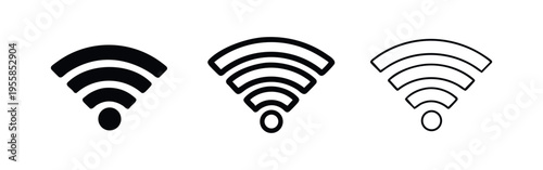 WiFi Signal Icon Set - Wireless Network Symbol Collection for Technology and Communication
