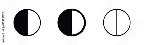 Minimal Black and White Half Circle Icon Set for Progress and Division