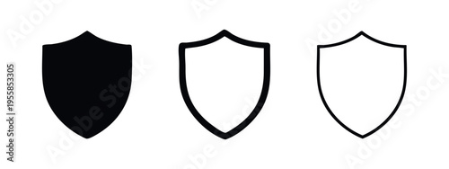 Shield icon set. Security and protection symbol in different styles.