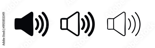 Speaker Volume Icon Set - Audio Control Symbols for Sound Level Adjustment