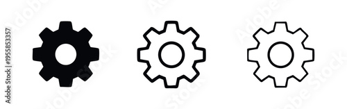Gear Settings Icon Set - Cogwheel Engineering and Configuration Symbols