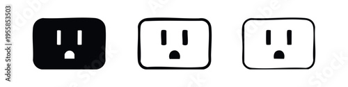 US power outlet icon set. Electric socket symbol.