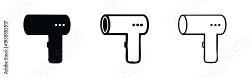 Hair dryer icon set. Styling and beauty appliance symbol.