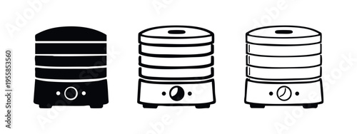 Modern Electric Food Steamer with Dial Control Icon Set