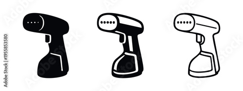 Modern Handheld Garment Steamer Appliance Icon Set